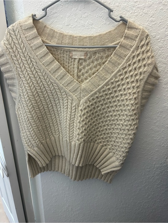 Altar'd State Sweaters - Altar'd State Cream Cable Knit V-Neck Sweater Vest